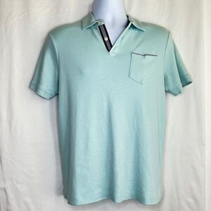 Tahari Men's Cotton Collar Short Sleeve Polo Shirt, size M w/ pocket